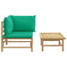 2 Piece Garden Lounge Set With Green Cushions Bamboo Tlxxkx