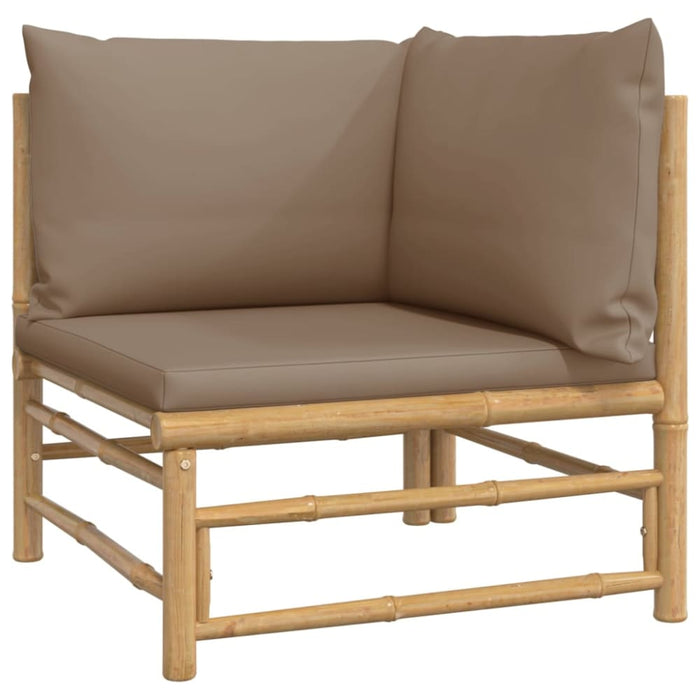 2 Piece Garden Lounge Set With Taupe Cushions Bamboo Tlxxna