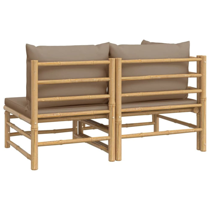 2 Piece Garden Lounge Set With Taupe Cushions Bamboo Tlxxna