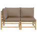 2 Piece Garden Lounge Set With Taupe Cushions Bamboo Tlxxna