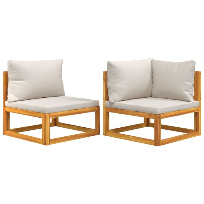 2 Piece Garden Sofa Set With Cushions Solid Wood Acacia