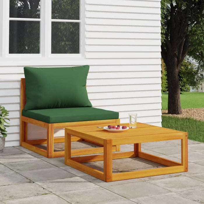 2 Piece Garden Sofa Set With Cushions Solid Wood Acacia