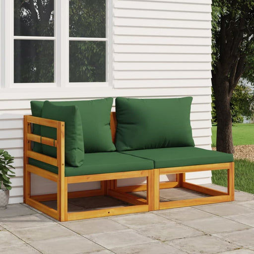 2 Piece Garden Sofa Set With Cushions Solid Wood Acacia