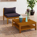 2 Piece Garden Sofa Set With Dark Grey Cushions Acacia Wood