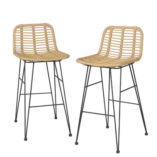 2-piece Outdoor Bar Stools Wicker Dining Chair Bistro Patio