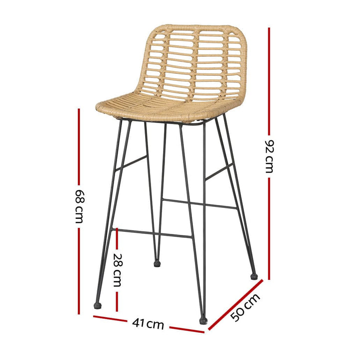 2-piece Outdoor Bar Stools Wicker Dining Chair Bistro Patio