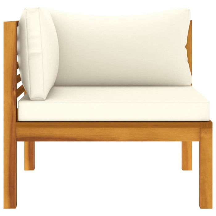 2 Piece Sofa Set With Cream White Cushions Solid Acacia