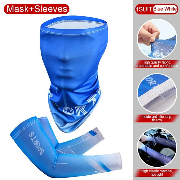 2 Piece Summer Arm Sleeve And Mask Set For Uv Protection