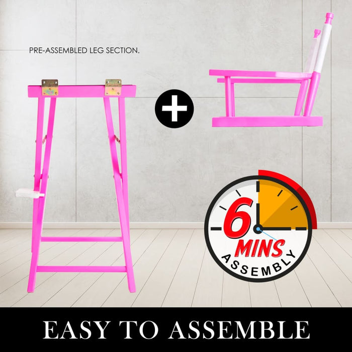 2 Set Pink Folding Tall Chair Dark Humor Movie Director 75cm