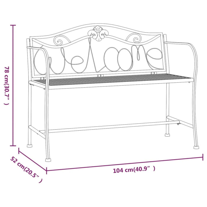 2-seater Garden Bench 104 Cm Black Steel Tonnto