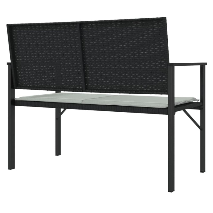 2-seater Garden Bench With Cushion Black Poly Rattan Tlaook