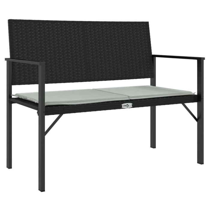 2-seater Garden Bench With Cushion Black Poly Rattan Tlaook