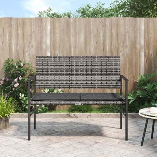 2-seater Garden Bench With Cushion Grey Poly Rattan Tlaoxb