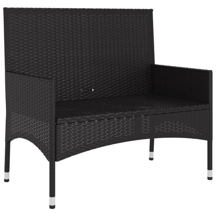 2-seater Garden Bench With Cushions Black Poly Rattan Tokann