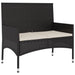 2-seater Garden Bench With Cushions Black Poly Rattan Tokann