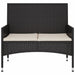 2-seater Garden Bench With Cushions Black Poly Rattan Tokann