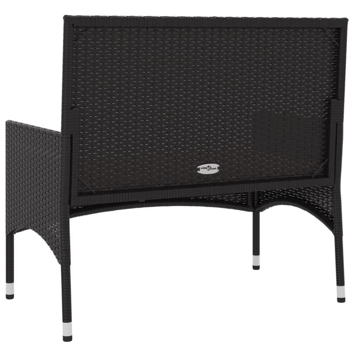 2-seater Garden Bench With Cushions Black Poly Rattan Tokann