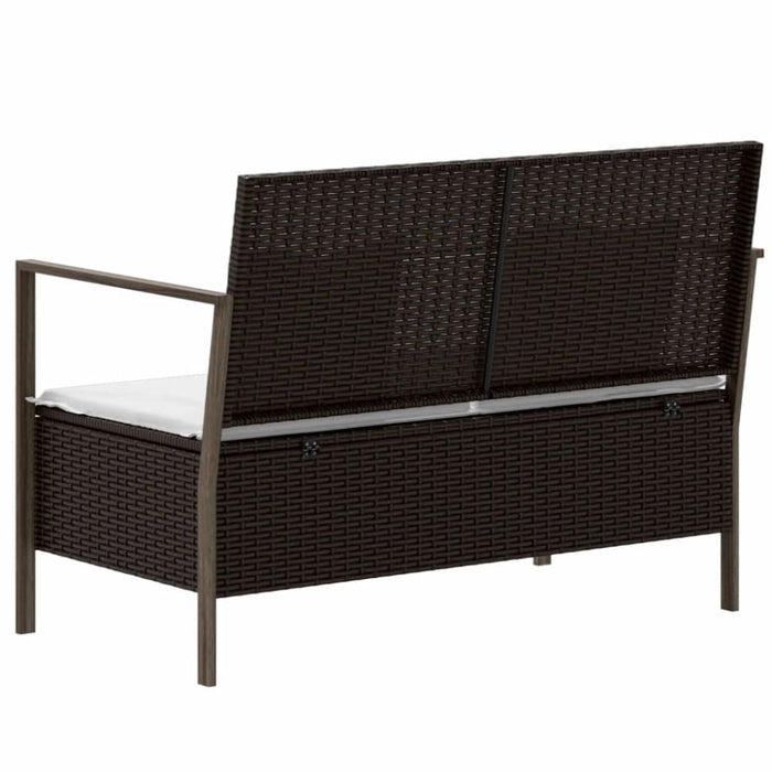 2-seater Garden Bench With Cushions Brown Poly Rattan Tlaoot