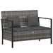 2-seater Garden Bench With Cushions Grey Poly Rattan Tlaooo