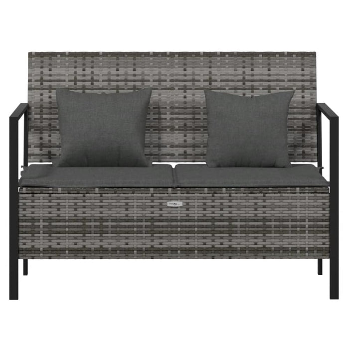 2-seater Garden Bench With Cushions Grey Poly Rattan Tlaooo