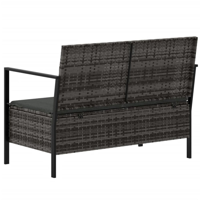 2-seater Garden Bench With Cushions Grey Poly Rattan Tlaooo