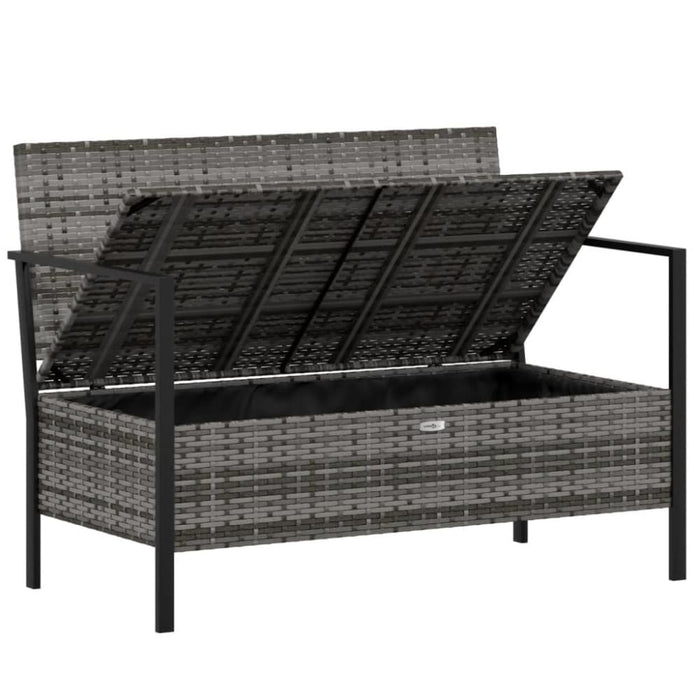 2-seater Garden Bench With Cushions Grey Poly Rattan Tlaooo