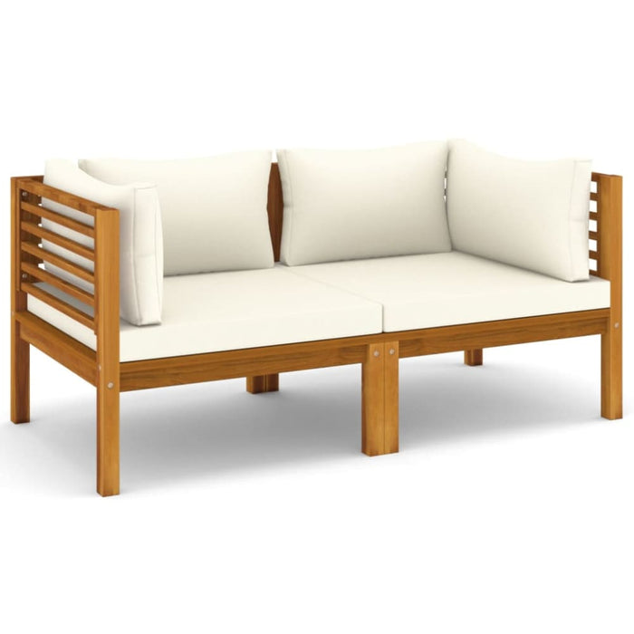 2-seater Garden Sofa With Cream Cushions Solid Wood Acacia