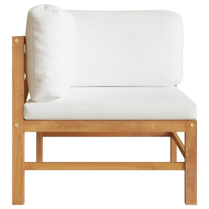 2-seater Garden Sofa With Cream Cushions Solid Wood Teak