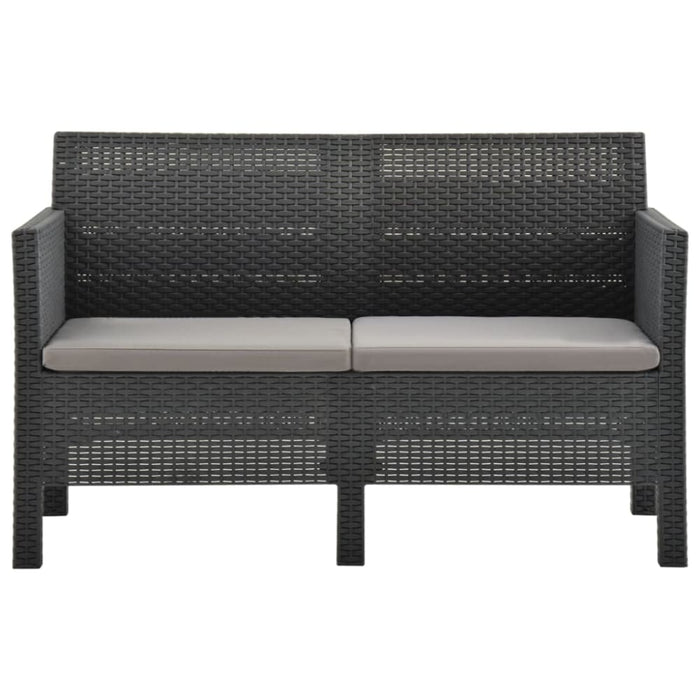 2-seater Garden Sofa With Cushions Anthracite Pp Rattan