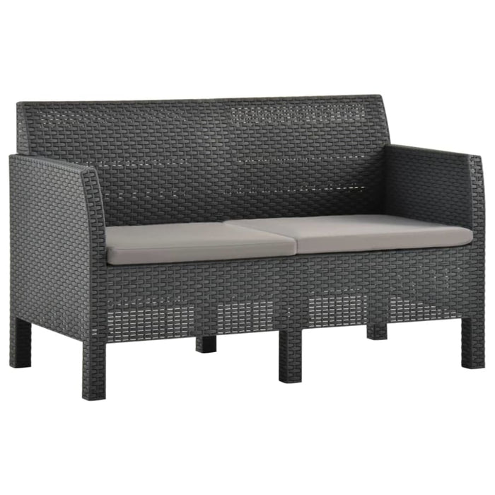 2-seater Garden Sofa With Cushions Anthracite Pp Rattan