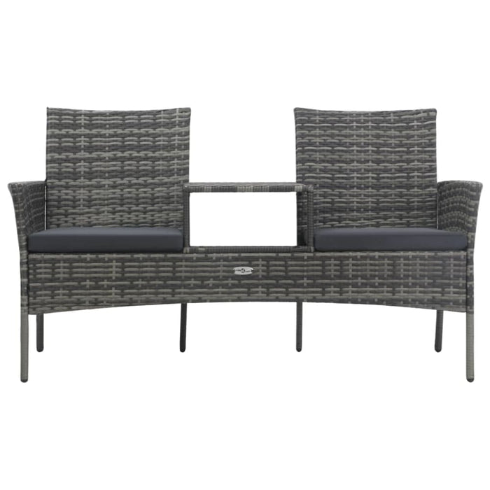 2-seater Garden Sofa With Tea Table Poly Rattan Anthracite