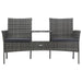 2-seater Garden Sofa With Tea Table Poly Rattan Anthracite