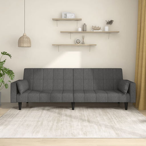 2-seater Sofa Bed With Two Pillows Dark Grey Fabric Tipnta