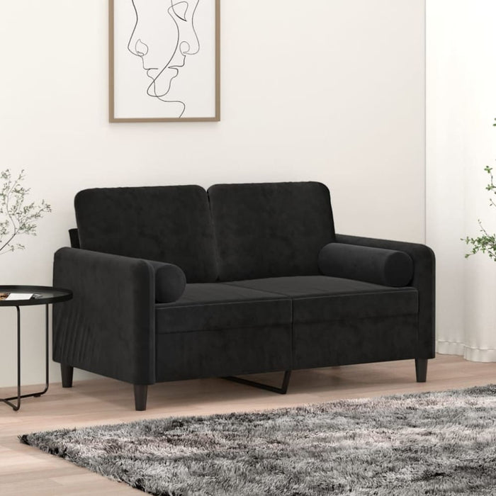 2-seater Sofa With Throw Pillows Black 120 Cm Velvet Txbbnil