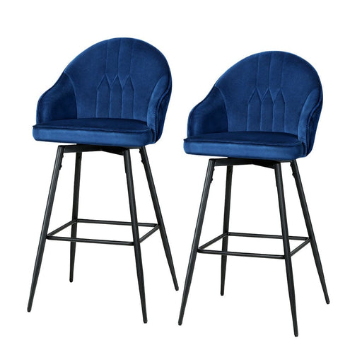 Set Of 2 Bar Stools Kitchen Stool Dining Chairs Velvet