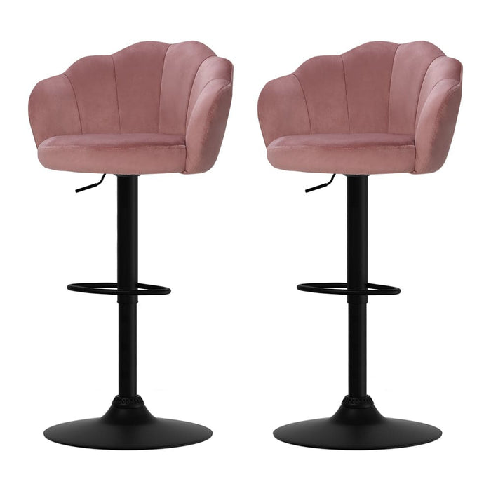 Set Of 2 Bar Stools Kitchen Stool Swivel Chair Gas Lift