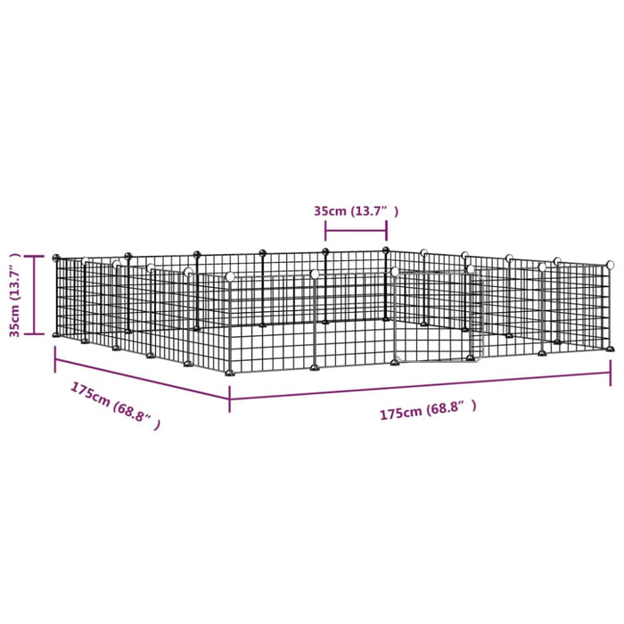 20-panel Pet Cage With Door Black 35x35 Cm Steel Tooabok