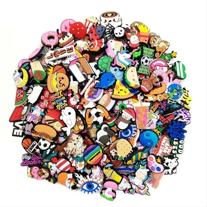 200 Piece Fun Cartoon Shoe Charms 6 For Clogs Slides Sandals