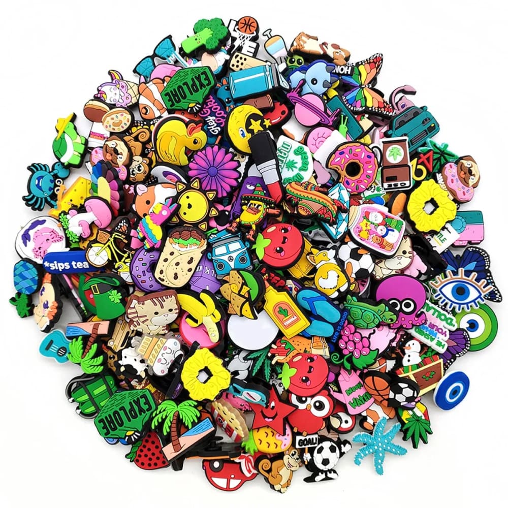 200 Piece Fun Cartoon Shoe Charms 6 For Clogs Slides Sandals