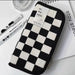 20cm Black And White Checkerboard Grid Pencil Bag Large