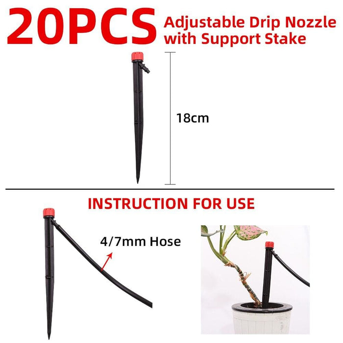 20pc Automatic Watering Adjustable Drip Nozzle With Support