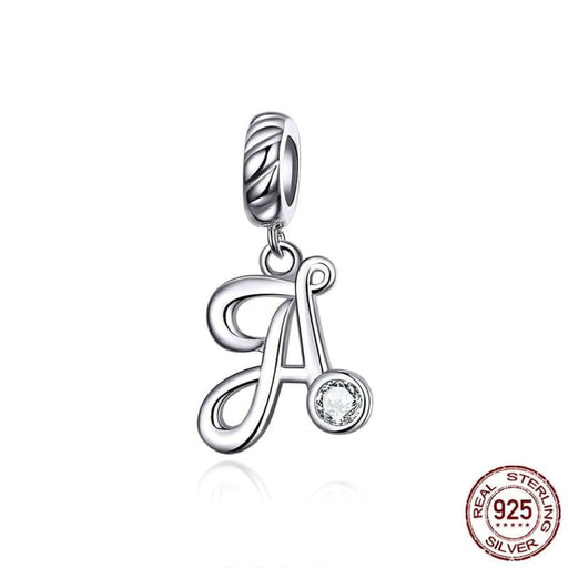 26 Letters Alphabet Pendant 925 Sterling Silver Handwritten