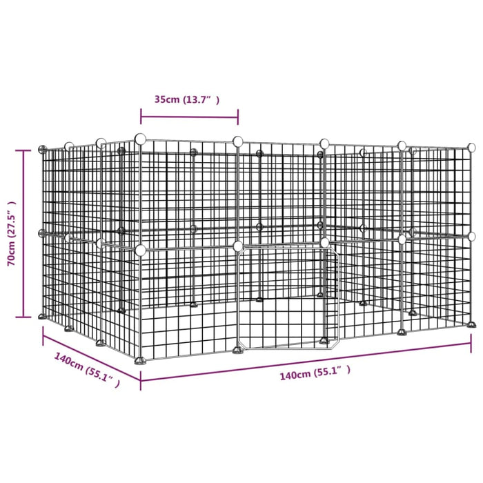 28-panel Pet Cage With Door Black 35x35 Cm Steel Tooabtn