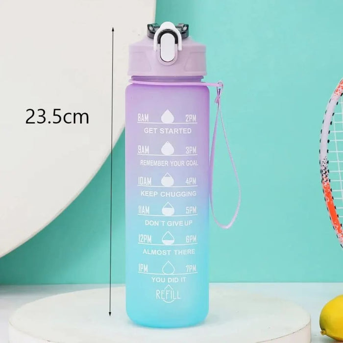 2l Outdoor Sport Water Bottle With Time Marker Leakproof