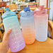 2l Outdoor Sport Water Bottle With Time Marker Leakproof