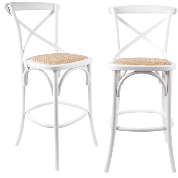 2pc Crossback Bar Stools Dining Chair Solid Birch Timber