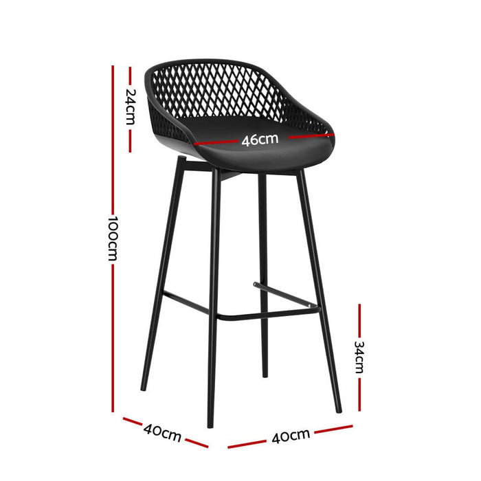 2pc Outdoor Bar Stools Plastic Metal Dining Chair Patio