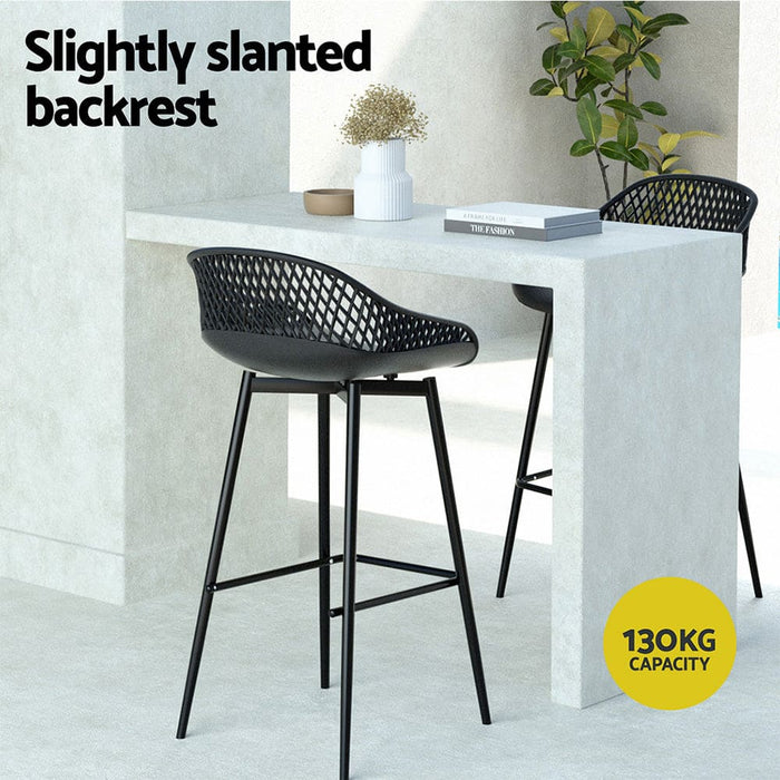 2pc Outdoor Bar Stools Plastic Metal Dining Chair Patio