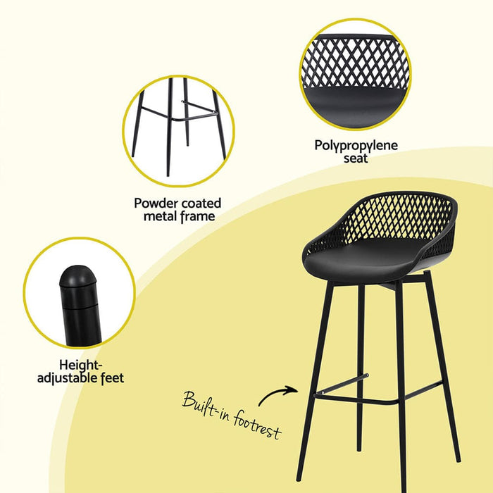 2pc Outdoor Bar Stools Plastic Metal Dining Chair Patio