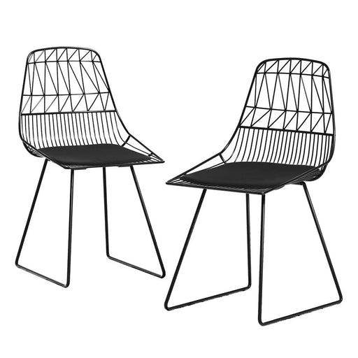 2pc Outdoor Dining Chairs Steel Lounge Chair Patio Garden